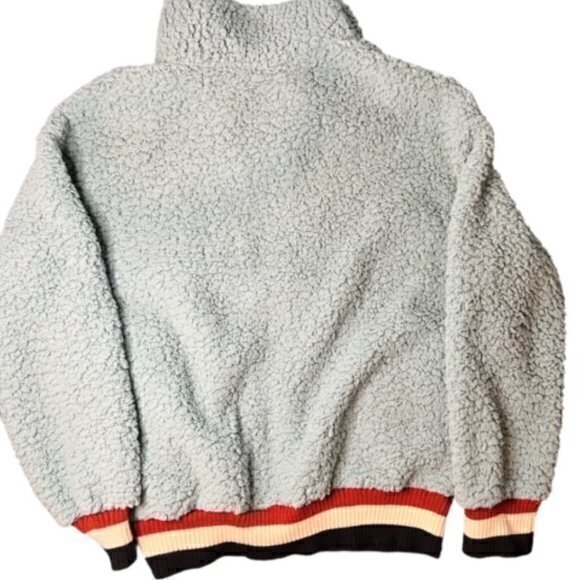 BUNDLE 3 FOR $18-Ecowish Women Small Pale Green Faux Fuzzy Sherpa Collar Bomber - Picture 3 of 13